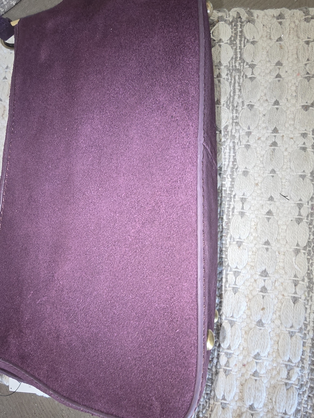 Plum Suede Shoulder Bag - Women's Fashion Handbag - Picture 4 of 8